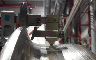 Physical measurement 5mm treadhollow, 37.5mm flange height. Left wheel, axle 2 on wagon 5095 